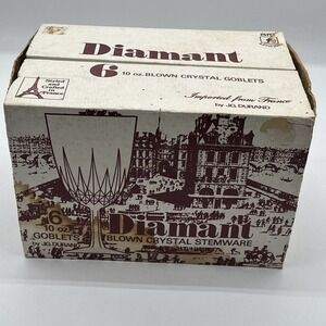 Diamant 6- 10‎ oz. Blown Crystal Goblets Imported from France